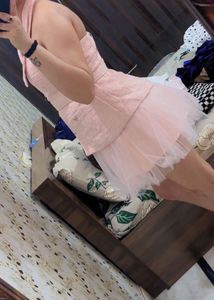 Pink Tweed Vest &amp; Tulle Skirt Set