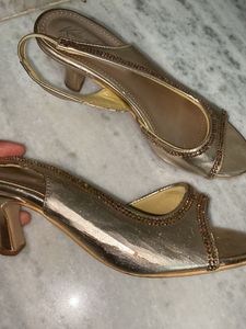 Elegant Gold Embellished Heels