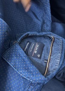 Men's Blue Dotted formal Shirt