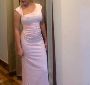 Elegant Pink Ruched Maxi Dress