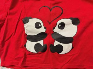 Cute Panda Graphic Red Cropped T-Shirt