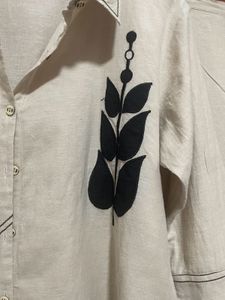 Elegant Beige Kurta Set with Black embroidery