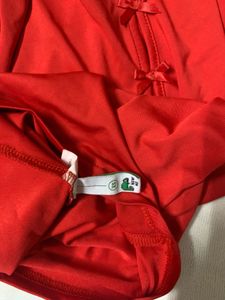 Red Long Sleeve Cut-Out Top