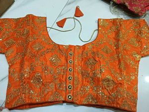 Orange Embellished Blouse