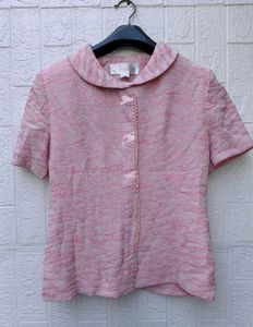 New with tag Pink Textured Peter Pan Collar Top