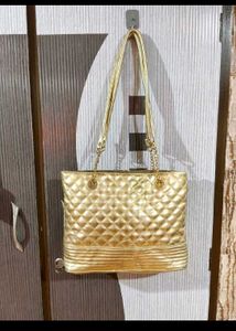 Shiny Gold Quilted Tote Bag