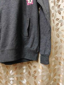 Grey Sweatshirt with Floral Detail