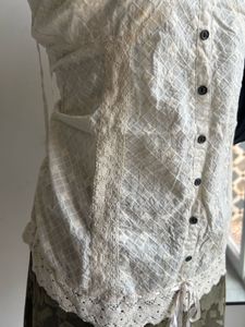 GEORGE Vintage Bow Lace Button Top