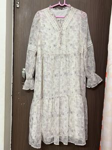 Branded pure chiffon Floral Print Midi Dress