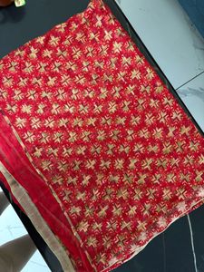 Elegant Red Embroidered Saree