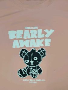 Cute Bear Graphic Pink T-Shirt