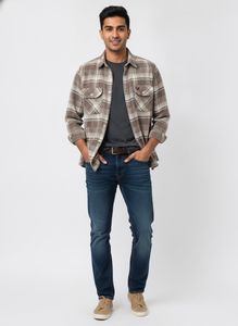 Men's Brown Plaid Flannel Shirt