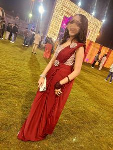 Readymade Maroon Saree with Designer Blouse