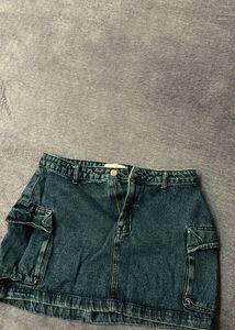 Denim Cargo Mini Skirt