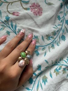 Unique Multicolor Stone Statement Ring