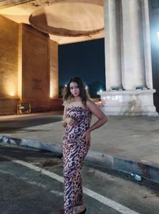 Leopard Print Strapless Maxi Dress