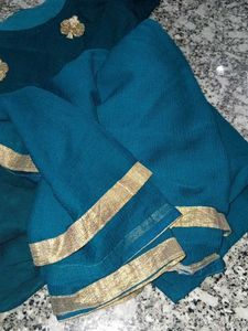 Teal Kurta with Gold Embroidery