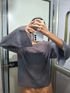 Pleated Bell Sleeve Top
