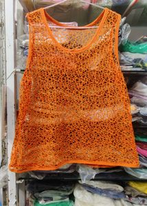 Vibrant Orange Lace Tank Top