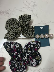 Cute Bow Hair Clips with Pearl Barrette