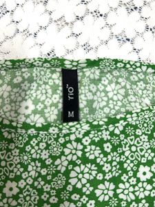 Green Floral Print Tie-Up Top