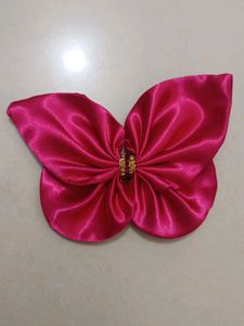 Fuchsia Satin Butterfly Hair Clip