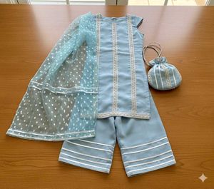 Kids' Blue Embroidered Kurta Set