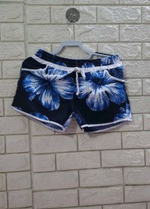Women's Blue Floral Swim Shorts