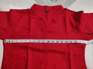 Red Kurta Set with Heart Print Pants