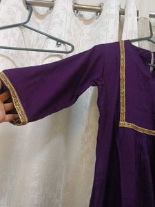 Purple Kurta with Floral Dupatta