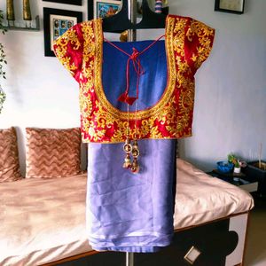 🛍️Shaded Blue Saree with Embellished Blouse