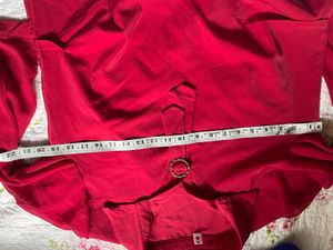 Elegant Red Blouse with Embellishment