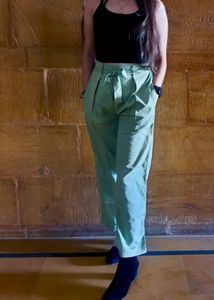 High-Waisted Green Pants with black sleevl
