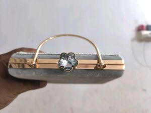 Luxury Silver Beaded Clutch for Women | Pearl &amp; Rh