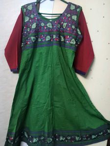 Green Embroidered Anarkali Kurti
