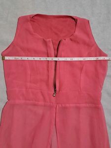 Coral Zip-Up Top &amp; Black Jeans Set