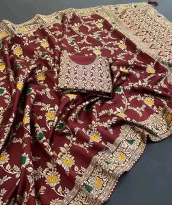 Elegant Red &amp; Gold Silk Benarasi Saree