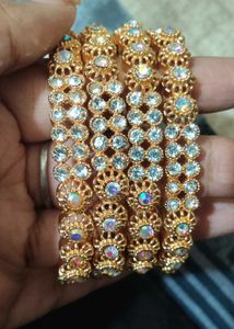 Elegant Gold Tone Rhinestone Bangles