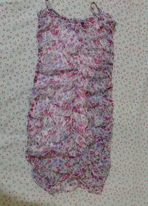 Chic Floral Print Ruched Mini Dress