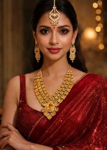 Stunning Gold Tone Kundan Jewelry Set