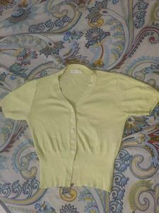 Butter Yellow Ribbed Fitted Top