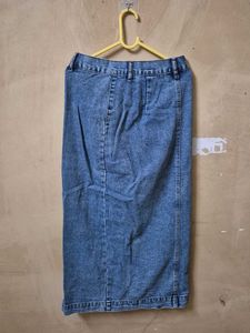 Denim Button-Up Midi Skirt