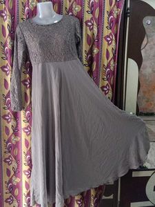Elegant Lace &amp; Chiffon Maxi Dress