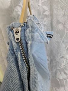 Light Wash Denim Skirt with Tie Detail