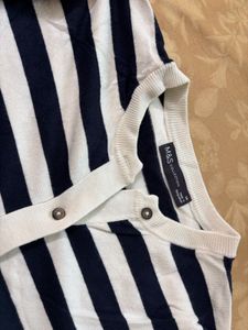 M&amp;S Navy &amp; White Striped Top