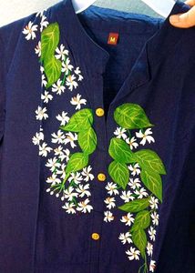 Handpainted Navy Blue Cotton Kurta