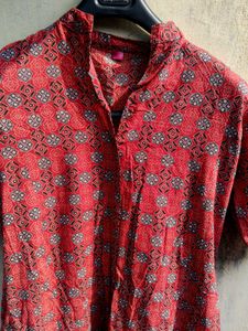 Rust Printed Kurta Set