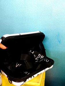 White Butterfly Print Clutch Bag