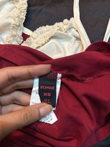 Burgundy Lace Trim Cami Top