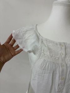 White Lace Trimmed Blouse ✨🤍
